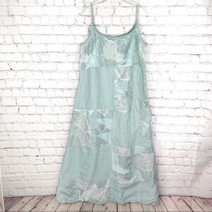 Euc-tera Bora Designer Italian Linen PatchWork Lagenlook Fully Lined  Maxi Dress